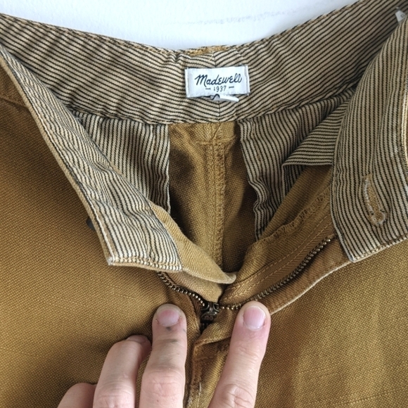 MADEWELL Linen Cotton Blend Mustard Skinny Pants 0 - Picture 5 of 12